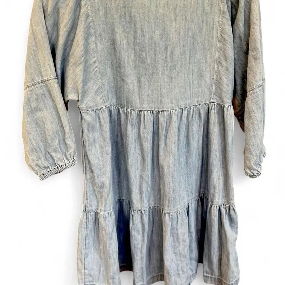 Girl's Old Navy Blue 100% Cotton Denim Babydoll Dress, Size Large (10-12)